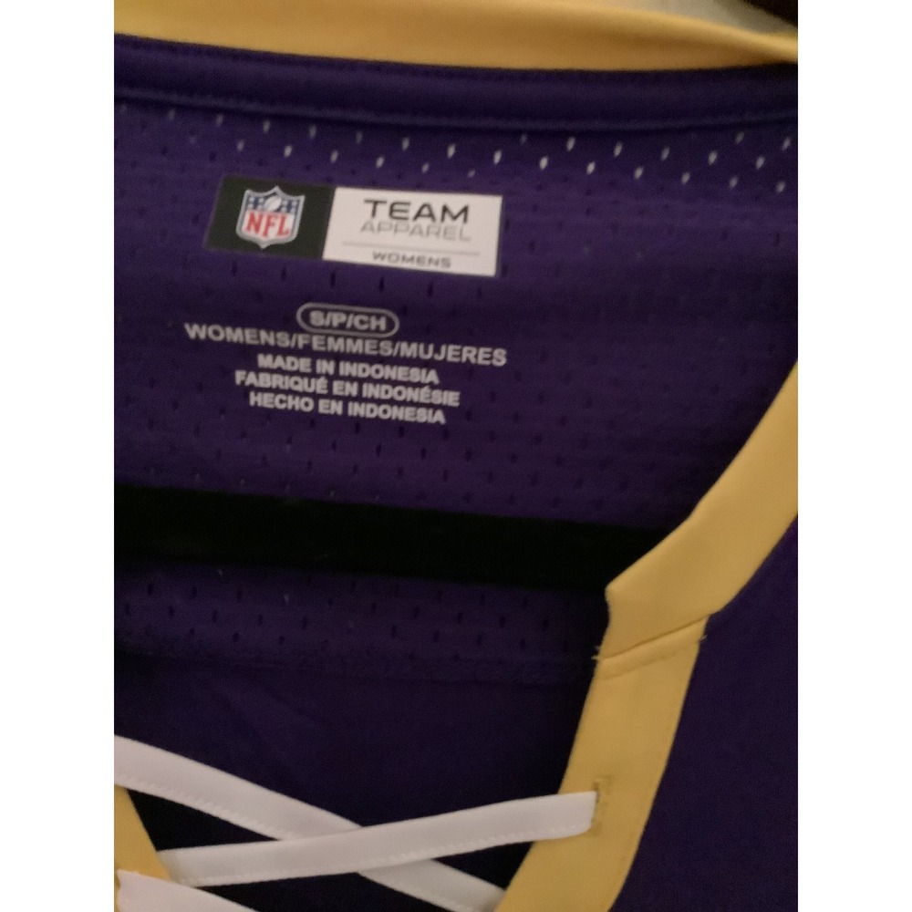 NFL Team Apparel Minnesota Vikings Womens Lace Up Jersey T-Shirt Purple Small - Picture 3 of 4